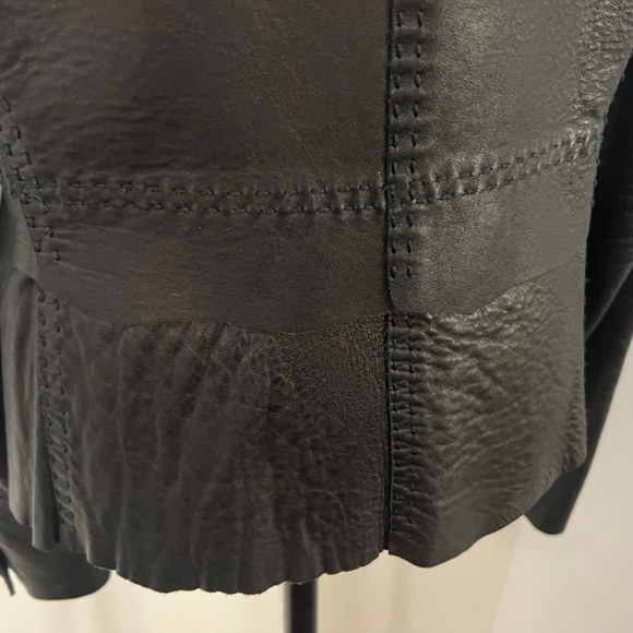 Gorgeous Elie Tahari black leather jacket with beautiful decoration. Size L. - Picture 5 of 13